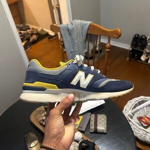 New Balance Men's Navy and Yellow Sneakers